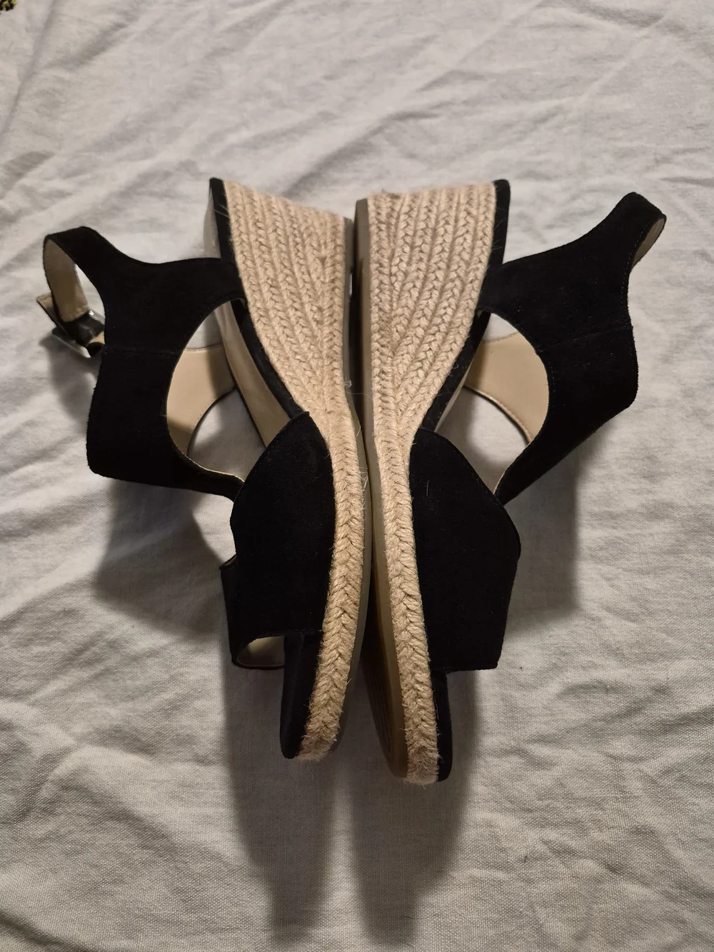 Bandolino Black Faux Suede Espadrille Wedges Size 10
